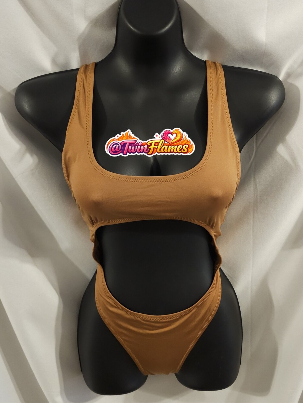 Skims Signature Swim Monokini Bathing Suit Almond Size Medium SW-MKN-0012